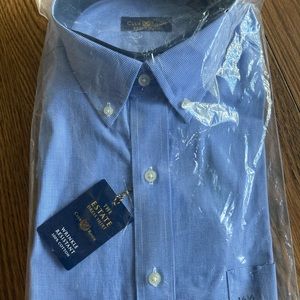 Men’s long sleeve dress shirt. Blue and white check
